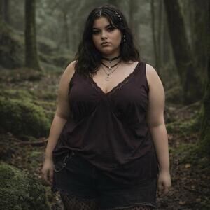 Vintage 90s y2k tank top womens 2x brown satin babydoll grunge forest dark fairy